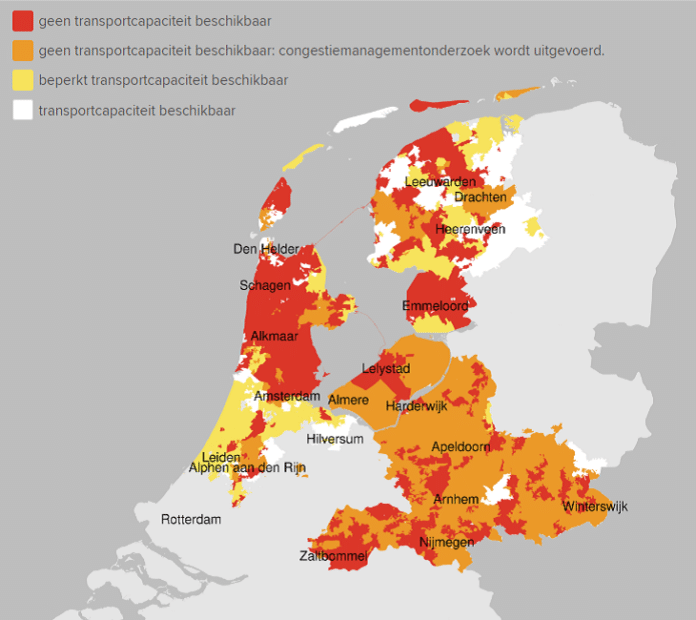 stroomnet - schaarstekaart Liander geeft aan waar in Nederland de knelpunten zitten