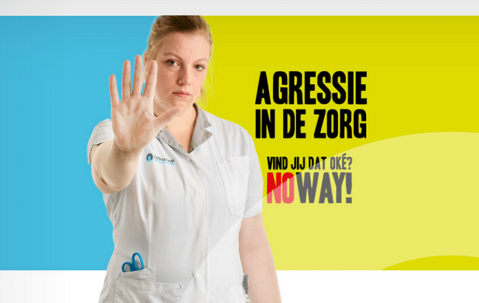 No way - campagnemateriaal met verpleegkundige die afwerend gebaar maakt